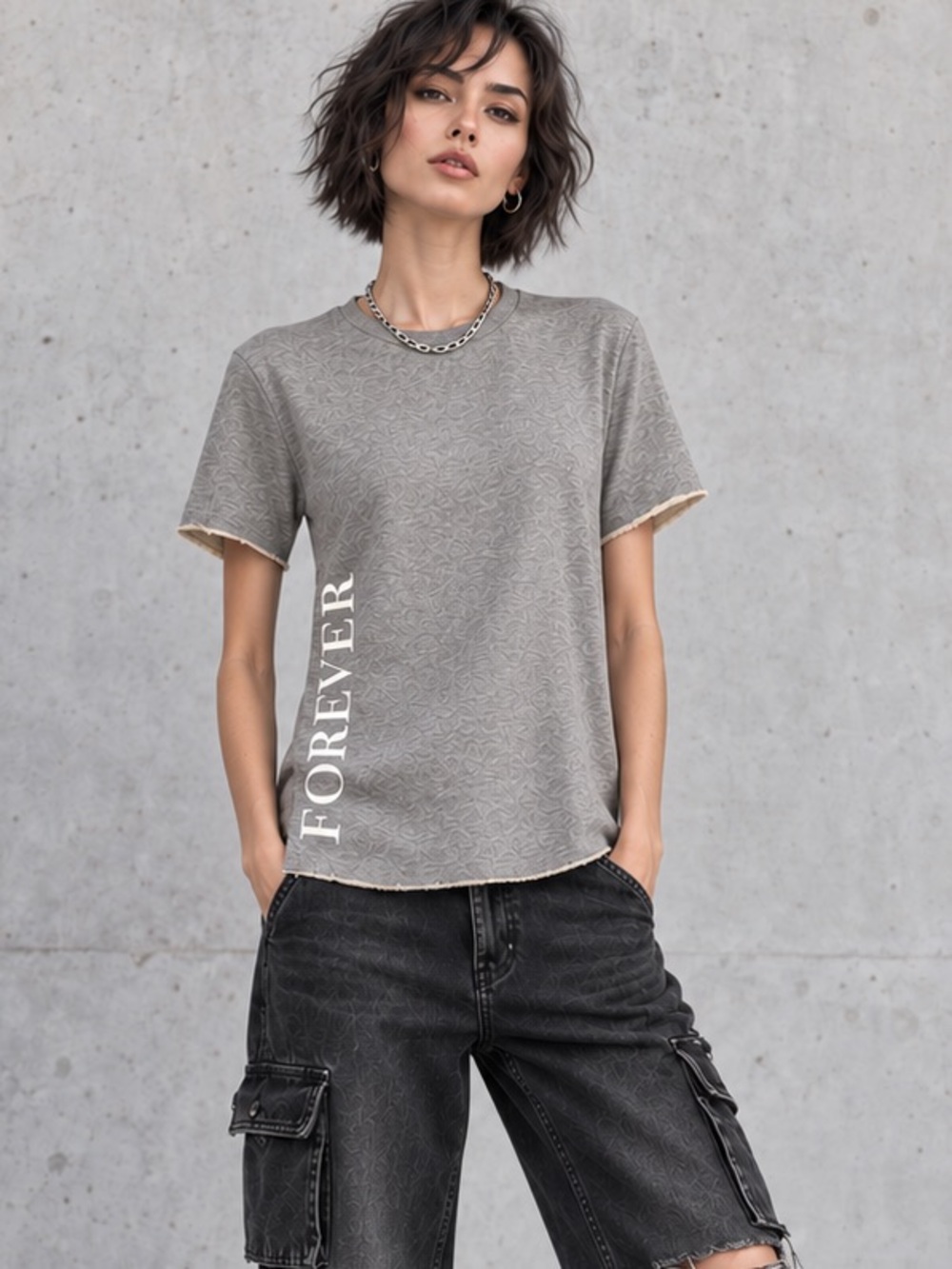 NWT Zach Dillon New York Forever Graphic Gray Raw Hem Tee XS Unisex